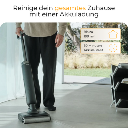 Einmal laden, alles sauber: bis zu 188 m²